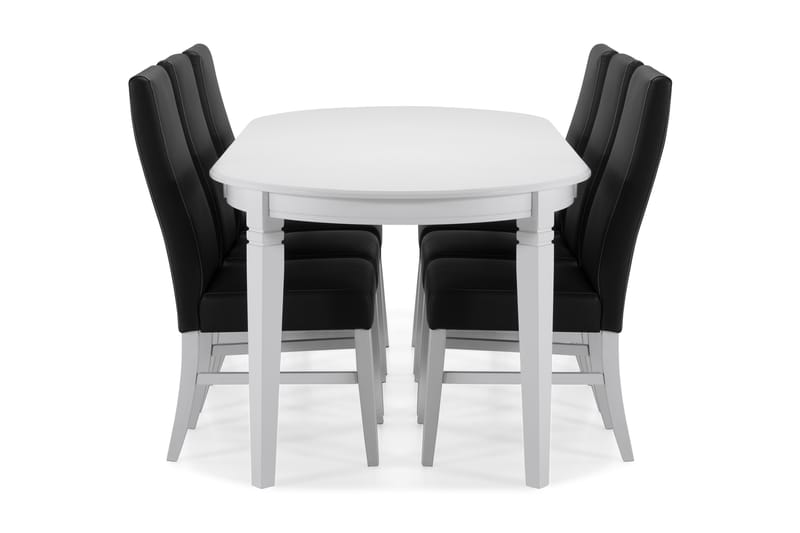 Läckö Matbord med 6 st Mazzi stolar - Vit/Svart - Matgrupper