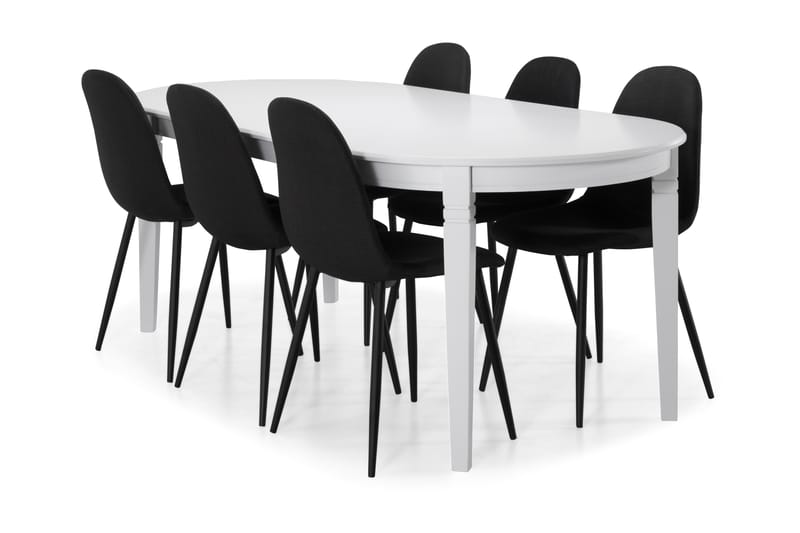 Läckö Matbord med 6 st Nibe stolar - Vit/Svart - Matgrupper