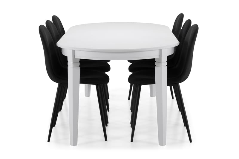 Läckö Matbord med 6 st Nibe stolar - Vit/Svart - Matgrupper