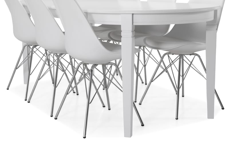 Läckö Matbord med 6 st Shell stolar - Vit/Krom - Matgrupper
