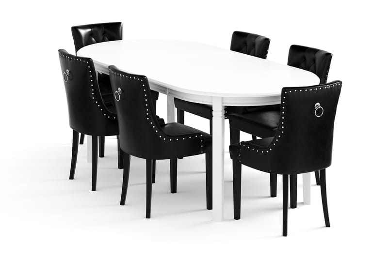 Läckö Matbord med 6 st Tuva stolar - Vit/Svart - Matgrupper