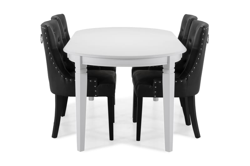Läckö Matbord med 6 st Tuva stolar - Vit/Svart - Matgrupper