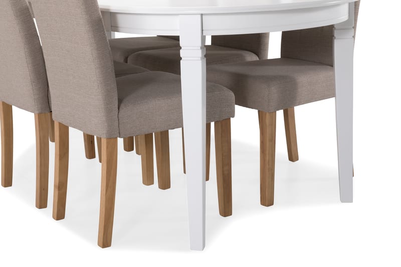 Läckö Matbord med 6 st Viktor stolar - Vit/Beige/Ek - Matgrupper