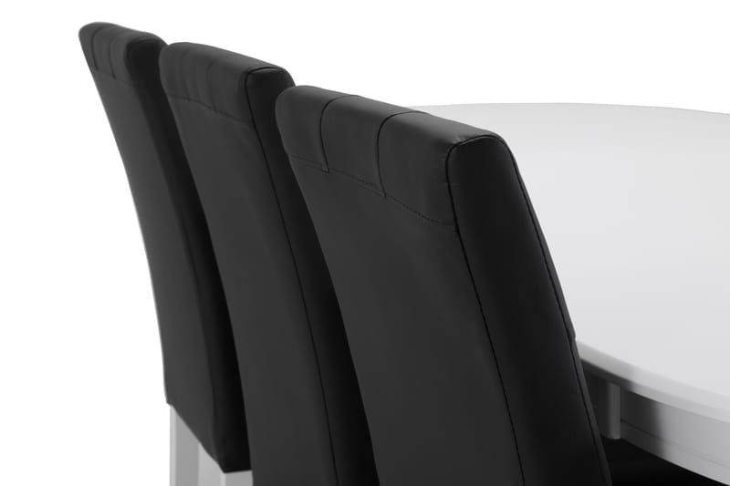 Läckö Matbord med 6 st Viktor stolar - Vit/Svart PU - Matgrupper