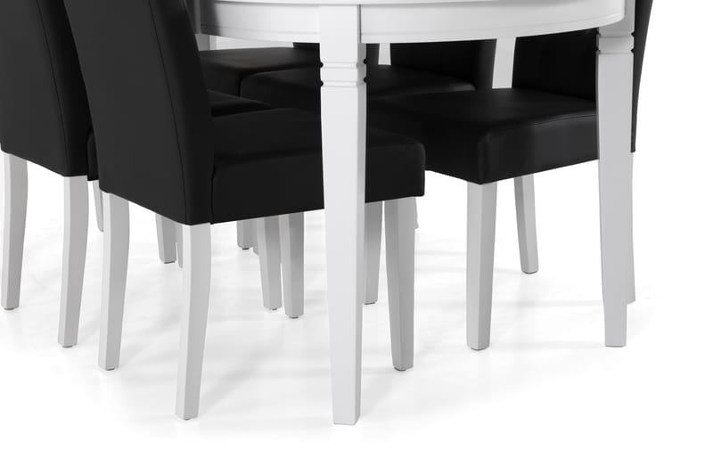Läckö Matbord med 6 st Viktor stolar - Vit/Svart PU - Matgrupper