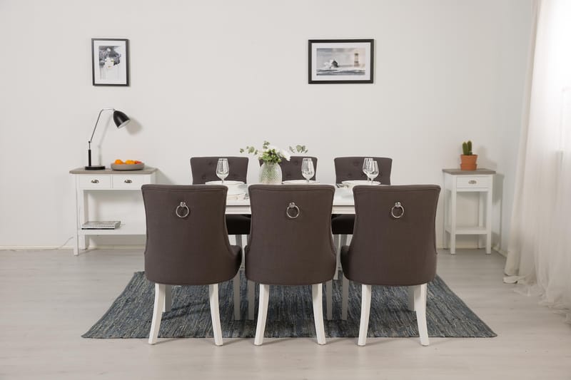 Läckö Matgrupp 150 cm Oval med 6 Viktoria Stol - Grå/Vit - Möbler - Bord & matgrupper - Matgrupper
