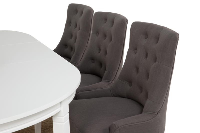 Läckö Matgrupp 150 cm Oval med 6 Viktoria Stol - Grå/Vit - Möbler - Bord & matgrupper - Matgrupper