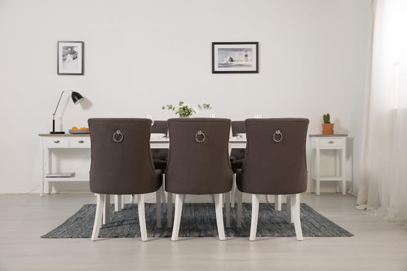 Läckö Matgrupp 150 cm Oval med 6 Viktoria Stol - Grå/Vit - Möbler - Bord & matgrupper - Matgrupper