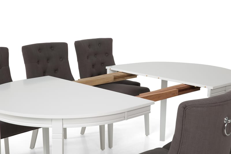 Läckö Matgrupp 150 cm Oval med 6 Viktoria Stol - Grå/Vit - Möbler - Bord & matgrupper - Matgrupper