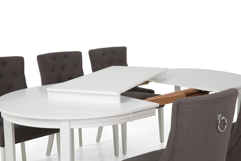Läckö Matgrupp 150 cm Oval med 6 Viktoria Stol - Grå/Vit - Möbler - Bord & matgrupper - Matgrupper