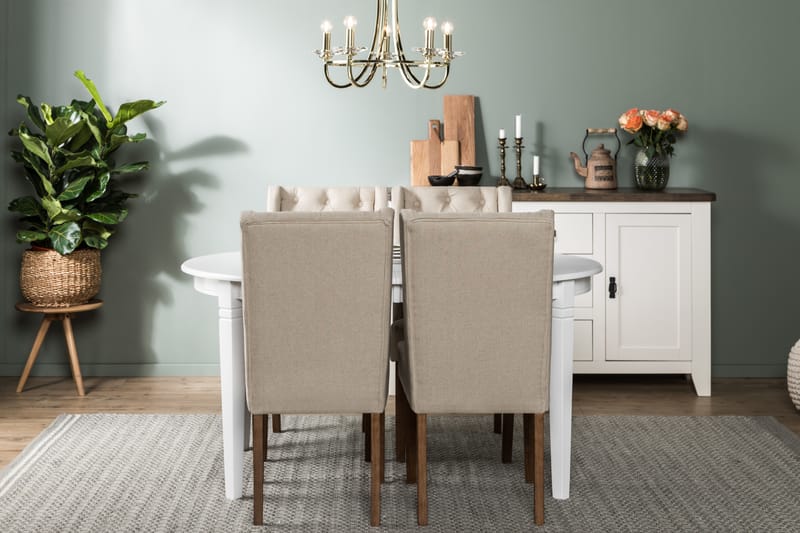 Läckö Matgrupp Förlängningsbar med 4 Irma Stol - Vit/Beige - Möbler - Bord & matgrupper - Matgrupper