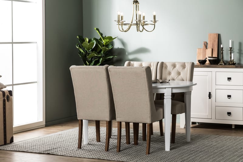 Läckö Matgrupp Förlängningsbar med 4 Irma Stol - Vit/Beige - Möbler - Bord & matgrupper - Matgrupper