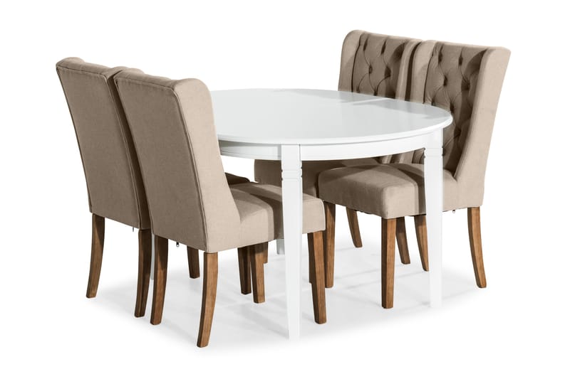 Läckö Matgrupp Förlängningsbar med 4 Irma Stol - Vit/Beige - Möbler - Bord & matgrupper - Matgrupper