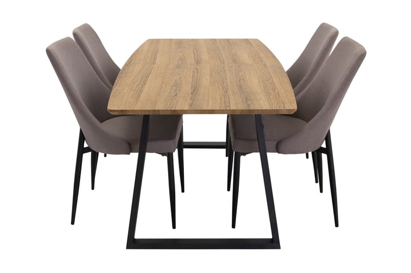 Leah Förlängningsbart Matgrupp med 4 Ludde Köksstol - Brun/Beige - Möbler - Bord & matgrupper - Matgrupper