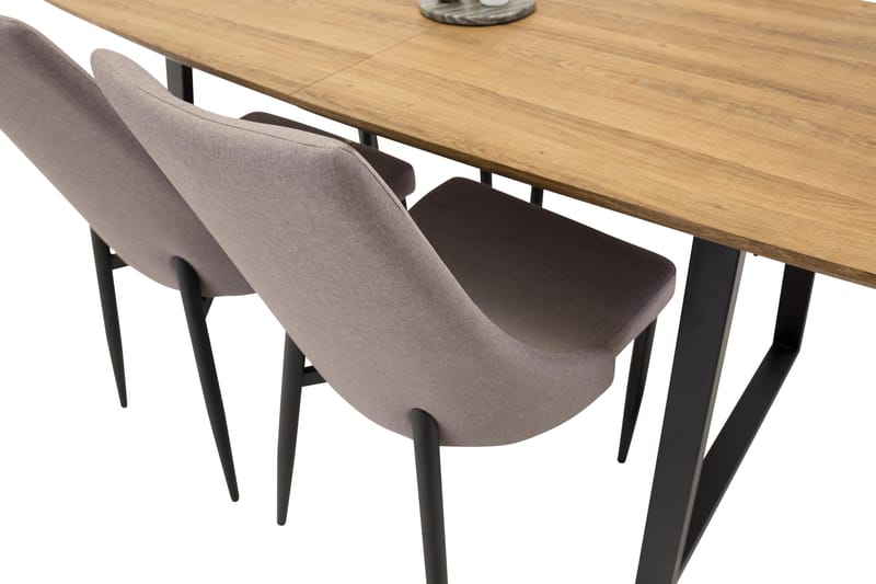 Leah Förlängningsbart Matgrupp med 4 Ludde Köksstol - Brun/Beige - Möbler - Bord & matgrupper - Matgrupper