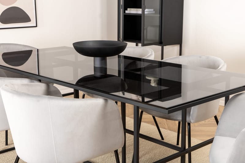 Leifa Matgrupp 200 cm inkl 6 Berita Stolar - Svart/Grå - Möbler - Bord & matgrupper - Matgrupper