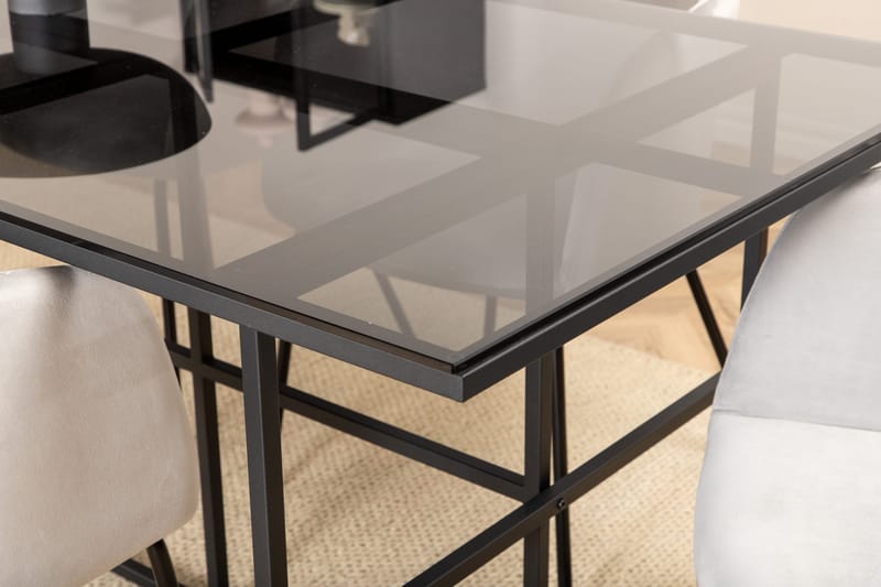 Leifa Matgrupp 200 cm inkl 6 Berita Stolar - Svart/Grå - Möbler - Bord & matgrupper - Matgrupper