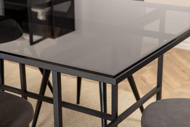 Leifa Matgrupp 200 cm inkl 6 Velvets Stolar - Svart/Grå - Möbler - Bord & matgrupper - Matgrupper