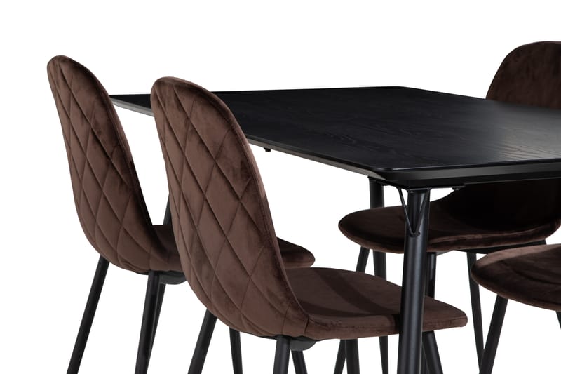 Lilo Matbord 140 cm med 4 Nibe Matstol Sammet - Svart - Möbler - Bord & matgrupper - Matgrupper