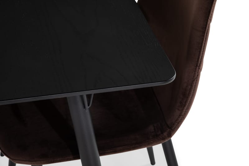 Lilo Matbord 140 cm med 4 Nibe Matstol Sammet - Svart - Möbler - Bord & matgrupper - Matgrupper