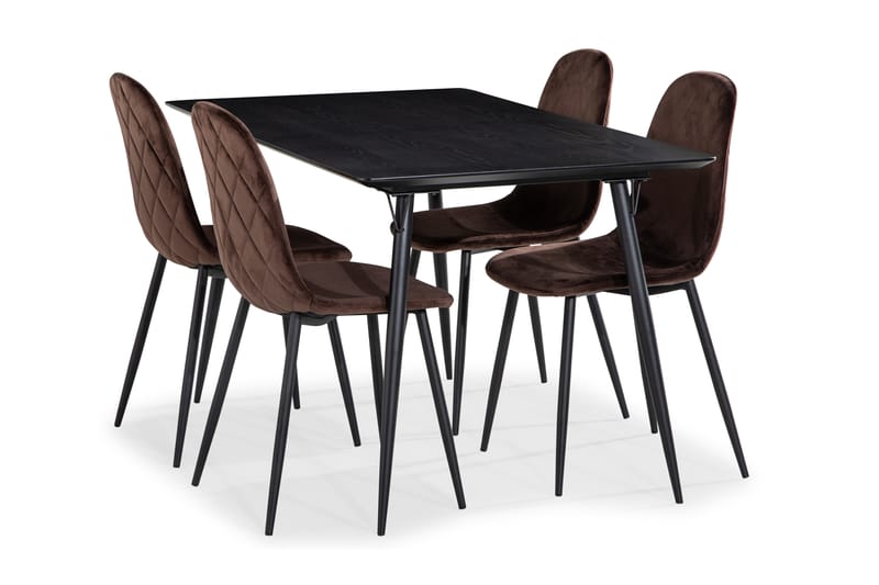 Lilo Matbord 140 cm med 4 Nibe Matstol Sammet - Svart - Möbler - Bord & matgrupper - Matgrupper