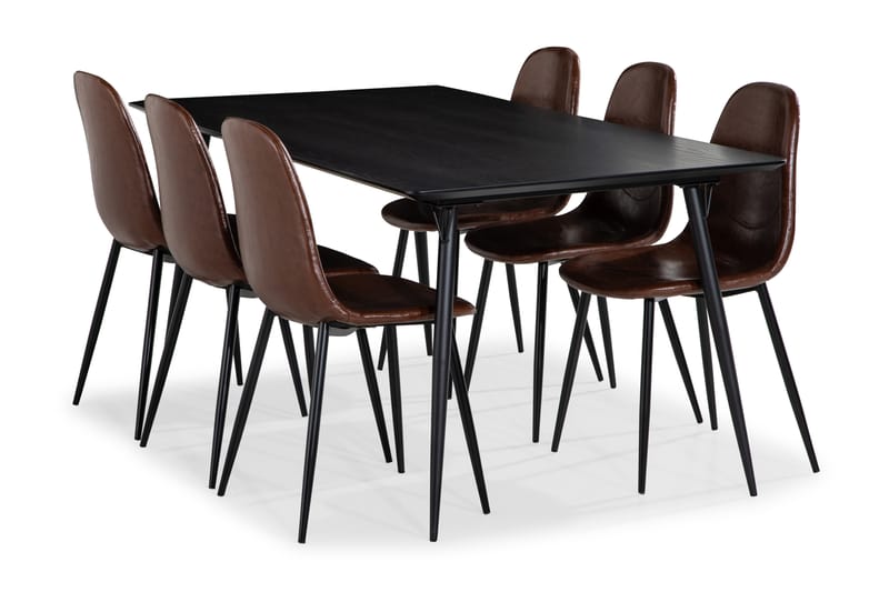 Lilo Matbord 180 cm med 6 Nibe Matstol - Svart - Möbler - Bord & matgrupper - Matgrupper