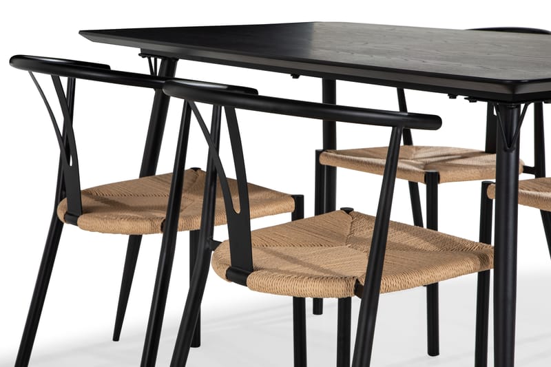 Lilo Matgrupp 140 cm med 4 Elysia Matstolar - Svart - Möbler - Bord & matgrupper - Matgrupper