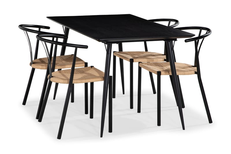 Lilo Matgrupp 140 cm med 4 Elysia Matstolar - Svart - Möbler - Bord & matgrupper - Matgrupper