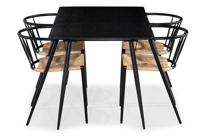 Lilo Matgrupp 140 cm med 4 Winston Matstolar - Svart - Möbler - Bord & matgrupper - Matgrupper