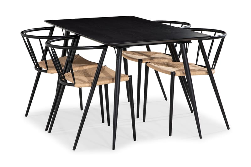 Lilo Matgrupp 140 cm med 4 Winston Matstolar - Svart - Möbler - Bord & matgrupper - Matgrupper