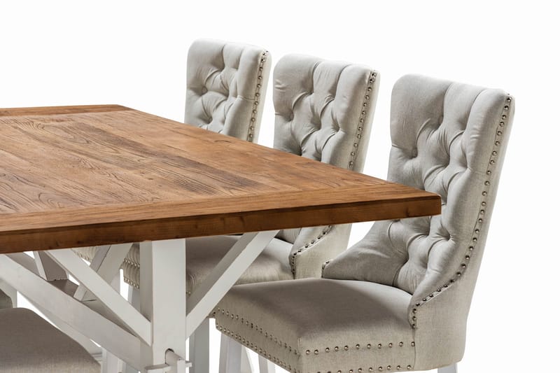 Lyon Förlängningsbar Matgrupp 200 cm inkl 6 Bergviken Stolar - Brun/Vit - Möbler - Bord & matgrupper - Matgrupper