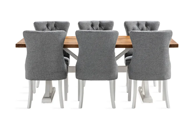 Lyon Förlängningsbar Matgrupp 200 cm inkl 6 Bergviken Stolar - Brun/Vit - Möbler - Bord & matgrupper - Matgrupper