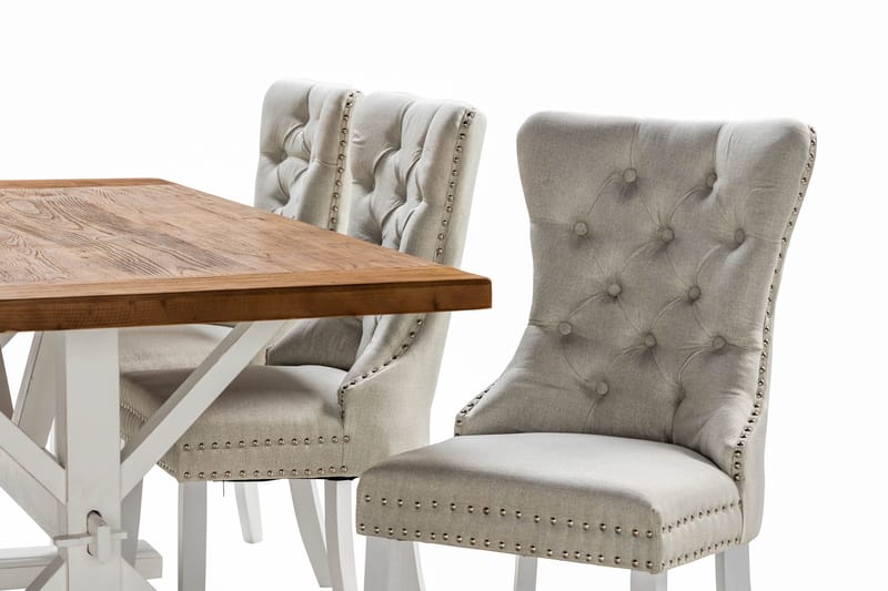 Lyon Förlängningsbar Matgrupp 200 cm inkl 6 Bergviken Stolar - Brun/Vit - Möbler - Bord & matgrupper - Matgrupper