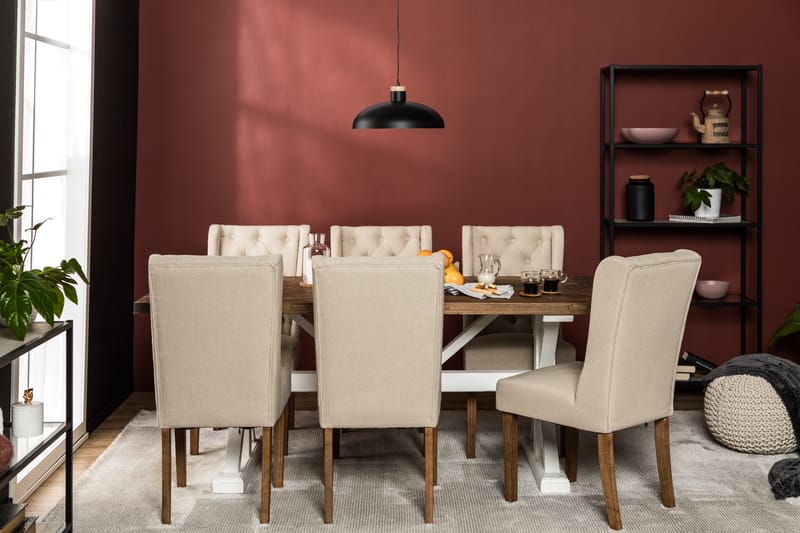 Lyon Förlängningsbar Matgrupp 200 cm med 6 Irma Stol - Natur/Vit/Beige - Möbler - Bord & matgrupper - Matgrupper