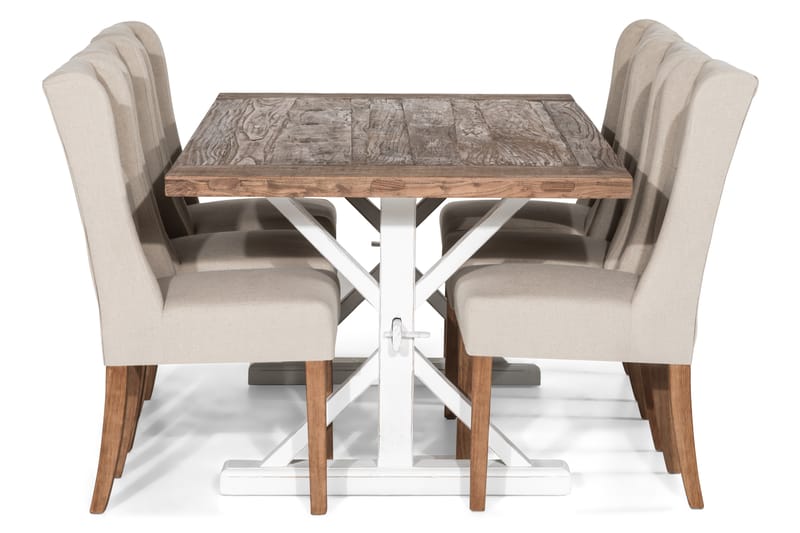 Lyon Förlängningsbar Matgrupp 200 cm med 6 Irma Stol - Natur/Vit/Beige - Möbler - Bord & matgrupper - Matgrupper