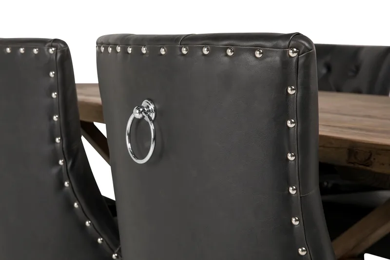 Lyon Förlängningsbar Matgrupp 200 cm med 6 Tuva Fåtölj - Natur/Svart - Möbler - Bord & matgrupper - Matgrupper