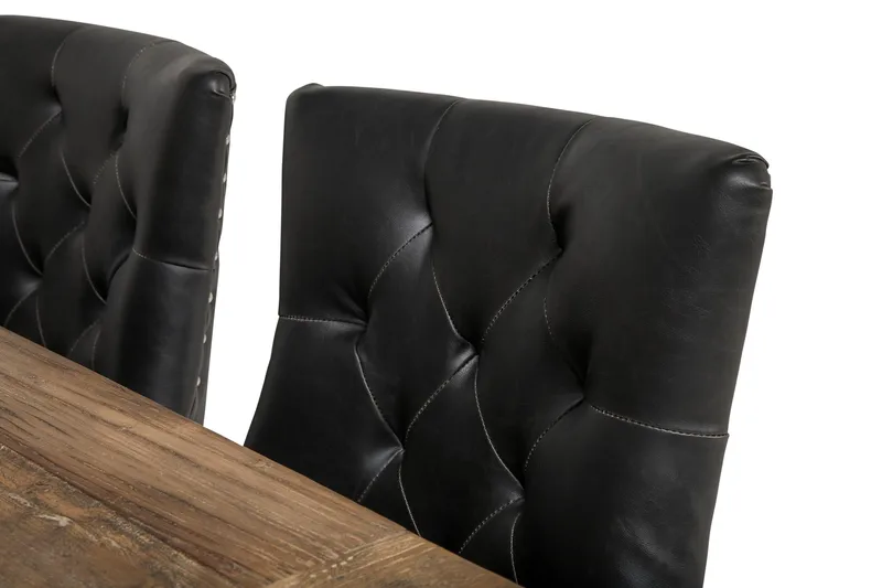 Lyon Förlängningsbar Matgrupp 200 cm med 6 Tuva Fåtölj - Natur/Vit/Svart - Möbler - Bord & matgrupper - Matgrupper