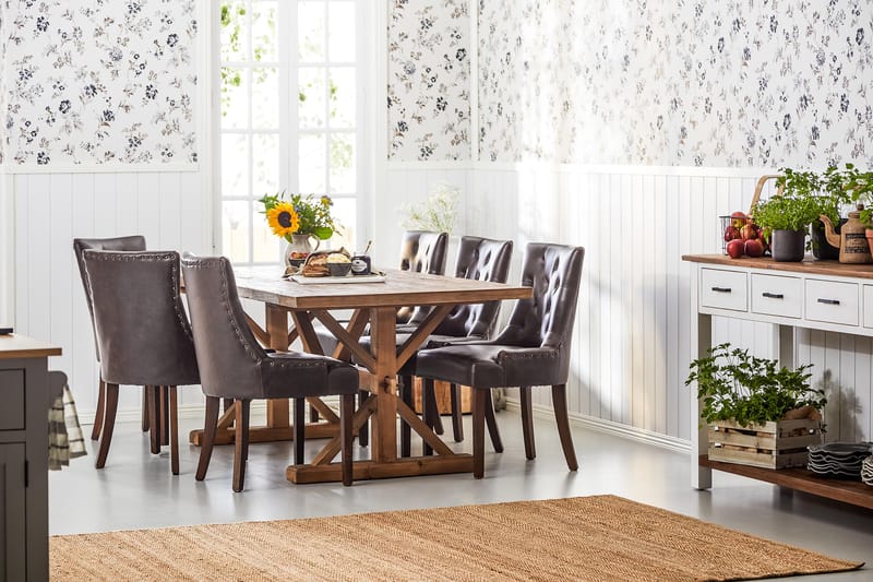 Lyon Förlängningsbar Matgrupp 200 cm med 6 Tuva Stol - Natur / Brun - Möbler - Bord & matgrupper - Matgrupper