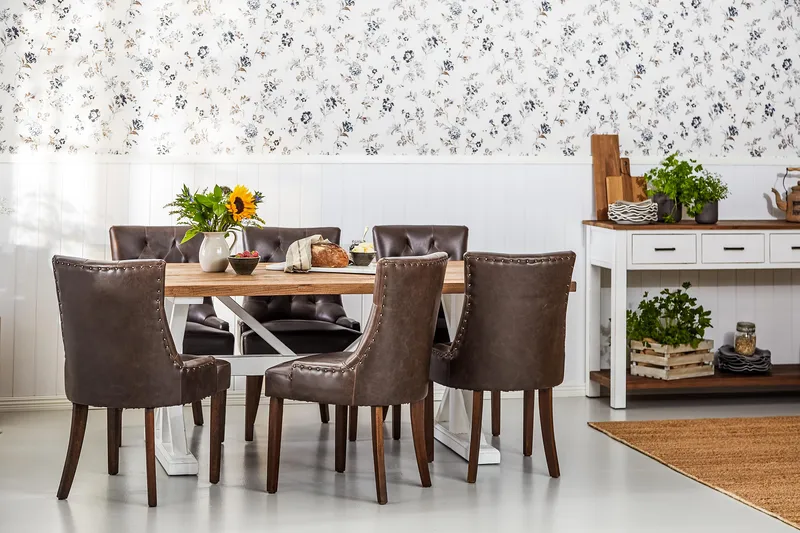 Lyon Förlängningsbar Matgrupp 200 cm med 6 Tuva Stol - Natur/Vit/Brun - Möbler - Bord & matgrupper - Matgrupper