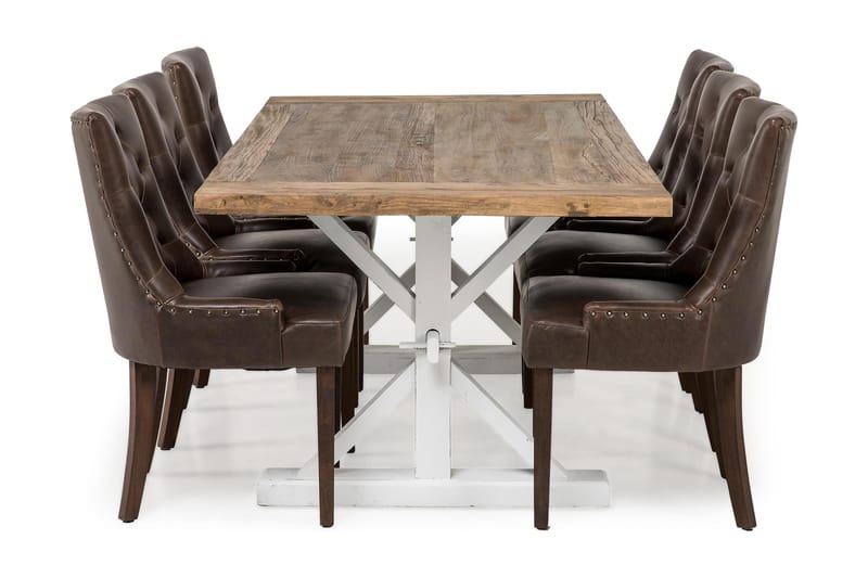 Lyon Förlängningsbar Matgrupp 200 cm med 6 Tuva Stol - Natur/Vit/Brun - Möbler - Bord & matgrupper - Matgrupper