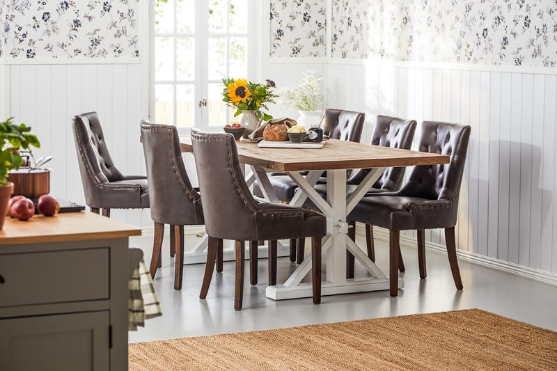 Lyon Förlängningsbar Matgrupp 200 cm med 6 Tuva Stol - Natur/Vit/Brun - Möbler - Bord & matgrupper - Matgrupper