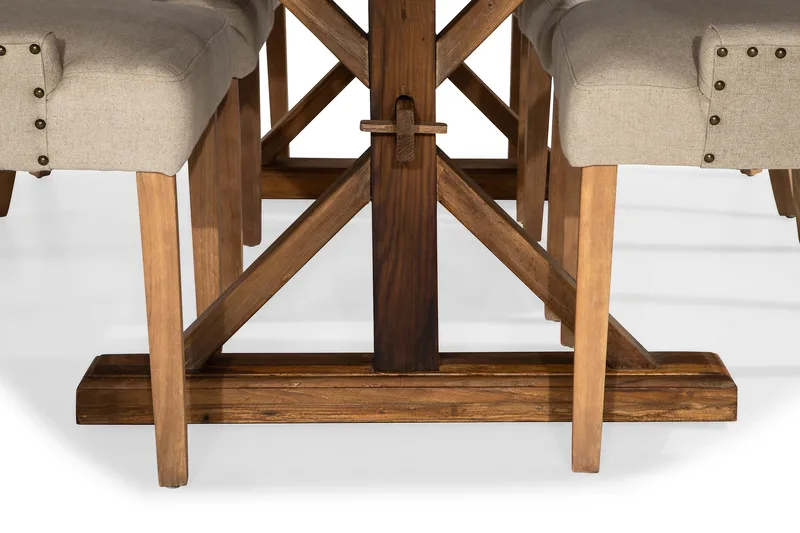 Lyon Förlängningsbar Matgrupp 200 cm med 6 Viktoria Fåtölj - Brunt Trä / Natur Beige - Möbler - Bord & matgrupper - Matgrupper