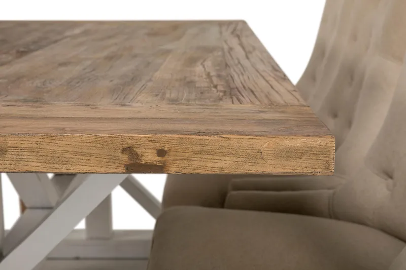 Lyon Förlängningsbar Matgrupp 200 cm med 6 Viktoria Stol Bloomington Natur/Vit/Beige Beige/White - Möbler - Bord & matgrupper - Matgrupper