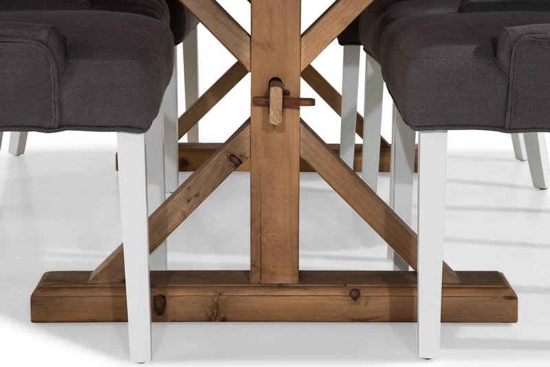 Lyon Förlängningsbar Matgrupp 200 cm med 6 Viktoria Stol - Natur/Grå/Vit - Möbler - Bord & matgrupper - Matgrupper