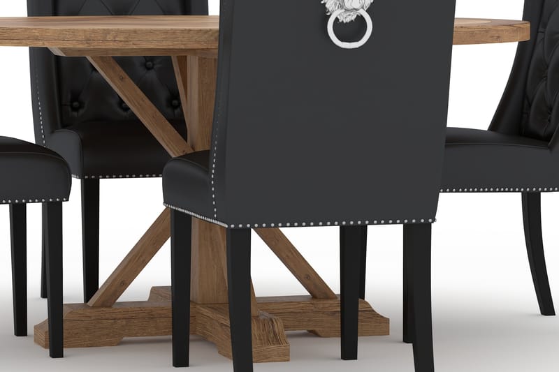Lyon Matbord 150 cm Runt med 4st Jospeh Matstol Konstläder - Brun - Möbler - Bord & matgrupper - Matgrupper