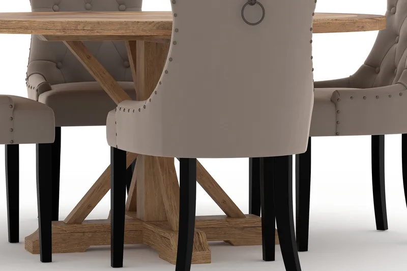 Lyon Matbord 150 cm Runt med 4st Viktoria Matstol - Brun - Möbler - Bord & matgrupper - Matgrupper