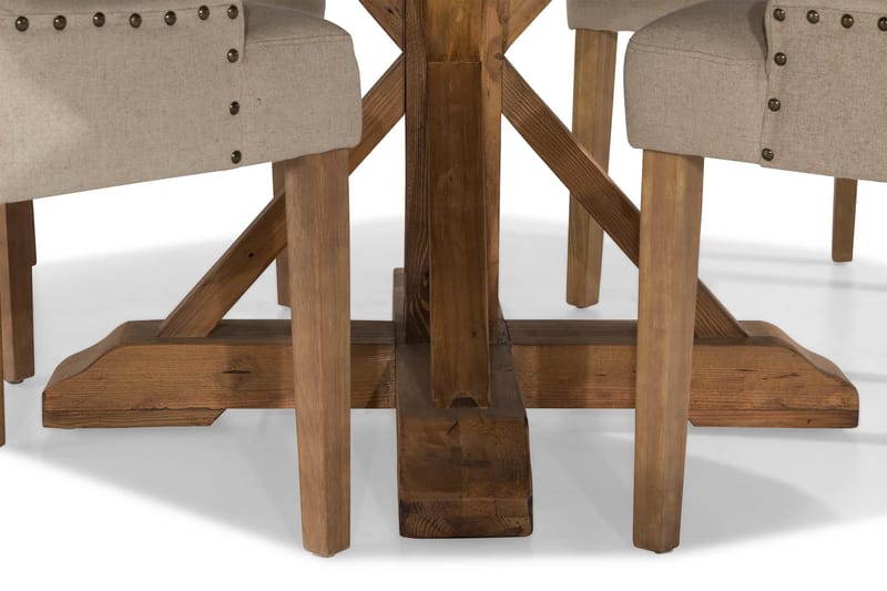 Lyon Matgrupp Ø150 cm Rund med 4 st Viktoria Stolar - Vintage Alm / Beige - Möbler - Bord & matgrupper - Matgrupper