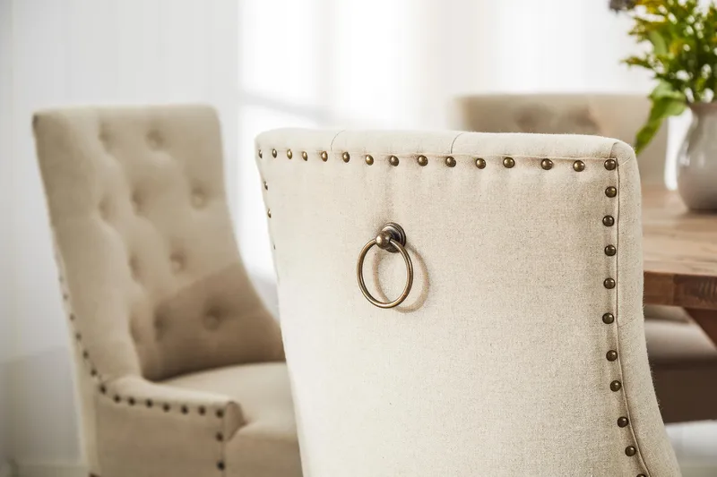 Lyon Matgrupp Ø150 cm Rund med 6 st Viktoria Stolar - Vintage Alm/Beige - Möbler - Bord & matgrupper - Matgrupper