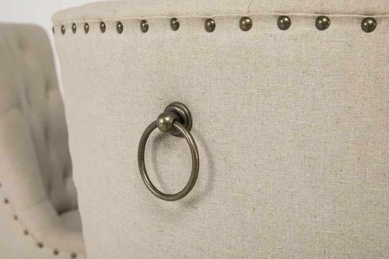 Lyon Matgrupp Ø150 cm Rund med 6 st Viktoria Stolar - Vintage Natur / Vit / Beige - Möbler - Bord & matgrupper - Matgrupper