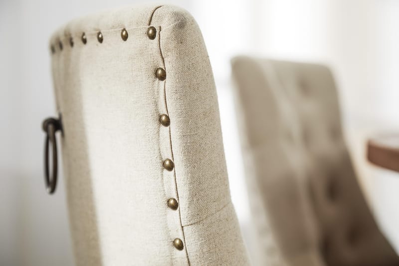 Lyon Matgrupp Ø150 cm Rund med 6 st Viktoria Stolar - Vintage Natur / Vit / Beige - Möbler - Bord & matgrupper - Matgrupper